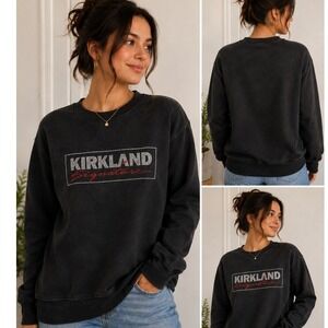 Kirkland Signature Sweatshirt Women M Men S Black‎ Good Logo Graphic Pullover